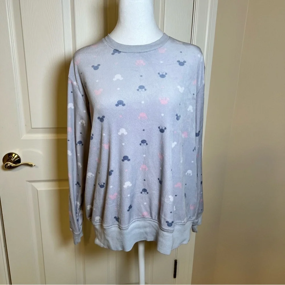 Disney Velour Pajama Top Pastel Mickey and Minnie Silhouette Size Large - Picture 2 of 8